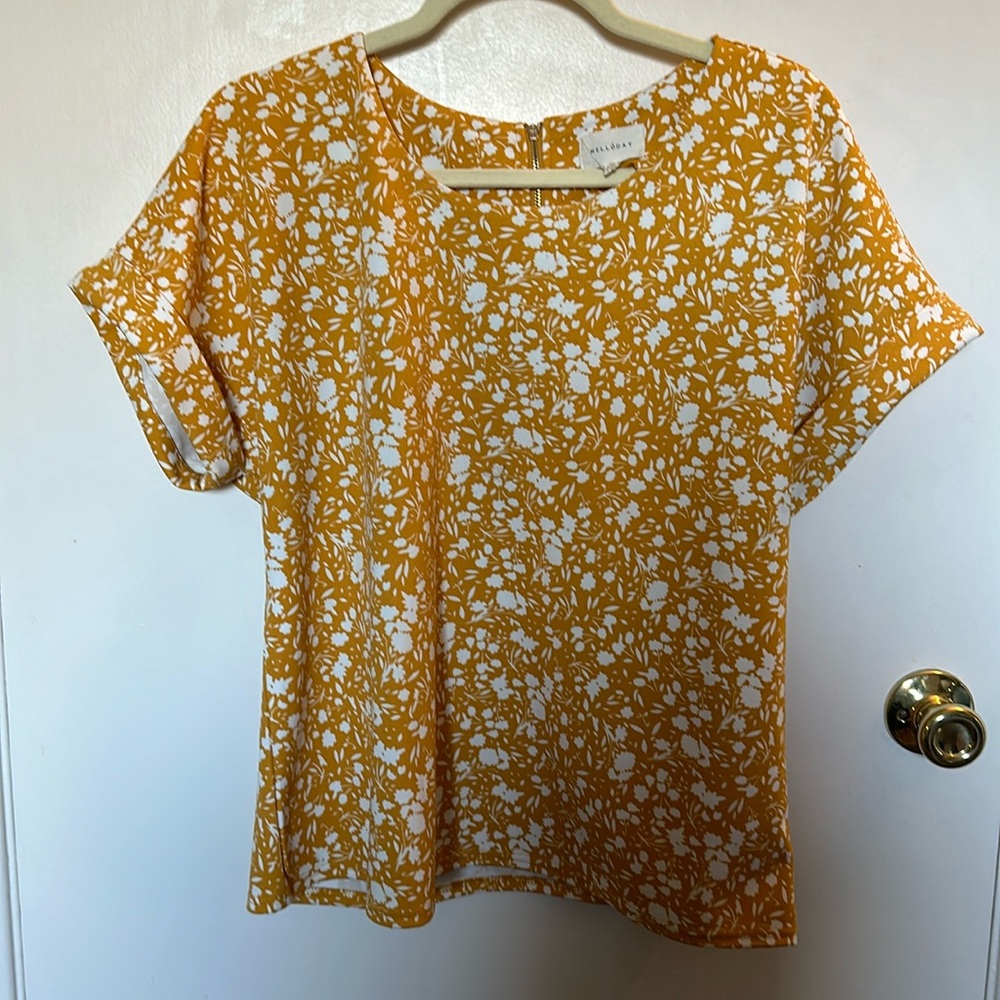 Yellow floral blouse